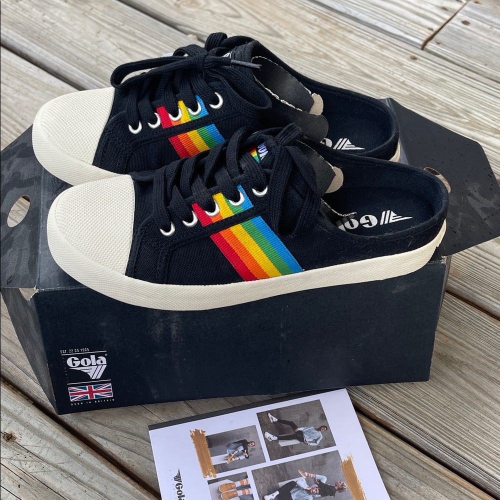NWT RARE Vegan Gola Classics Women's Coaster Rainbow Mule Plimsolls Sz 7